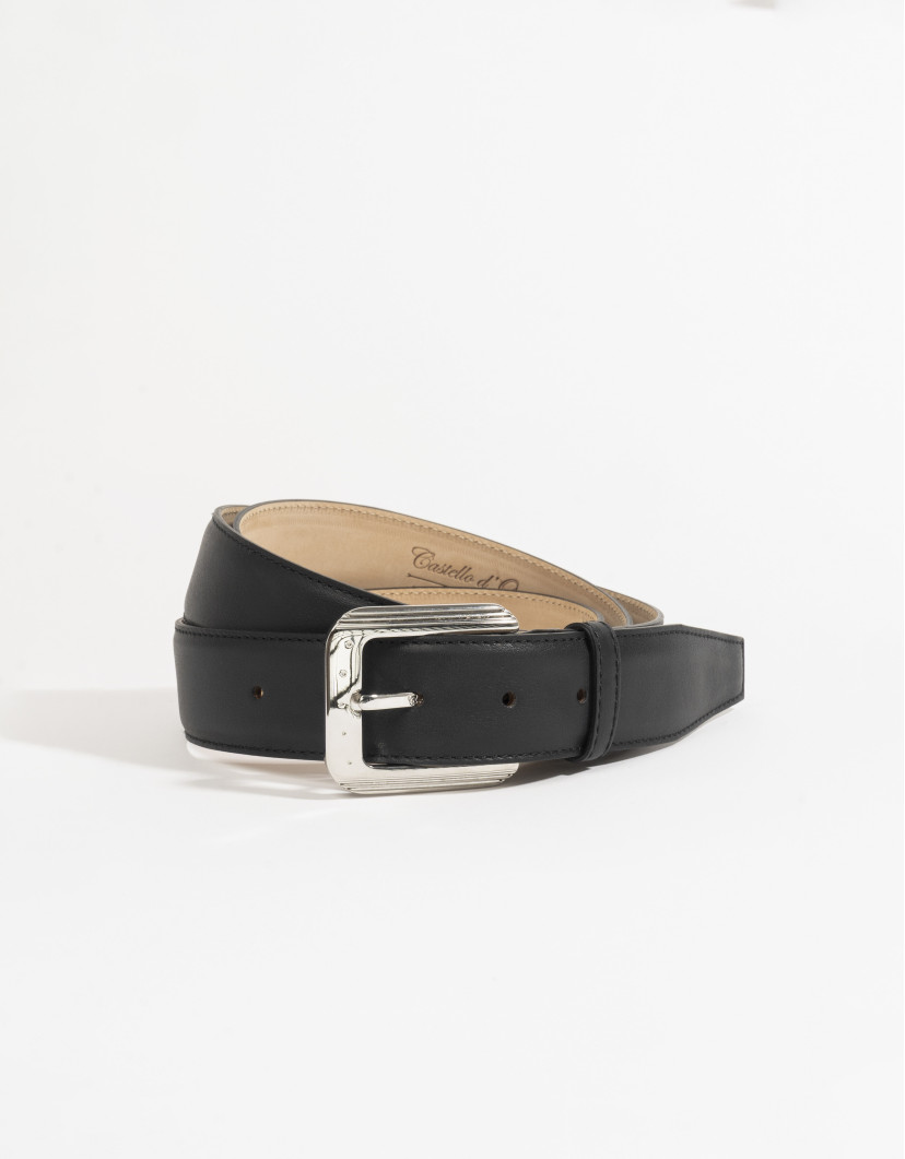Castello d'Oro Black Calf Leather Belt  image